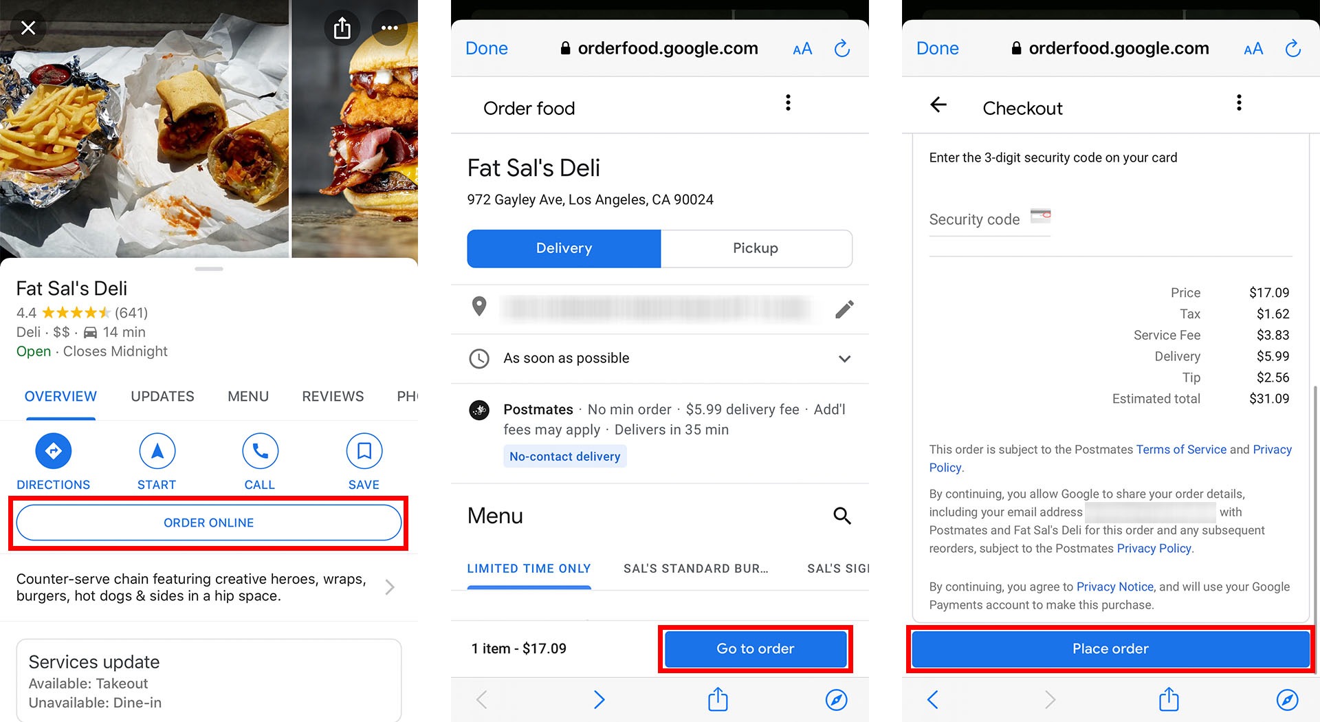  نحوه سفارش غذا در نقشه های Google 