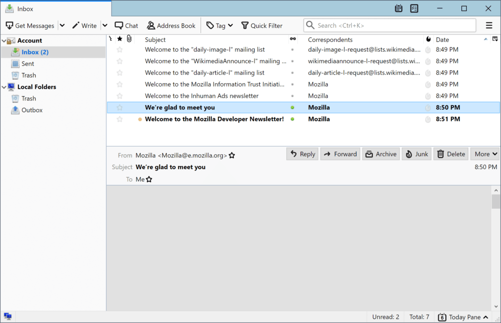  Mozilla Thunderbird: بهترین برنامه پست الکترونیکی برای ویندوز 10 "width =" 666 "height =" 430 