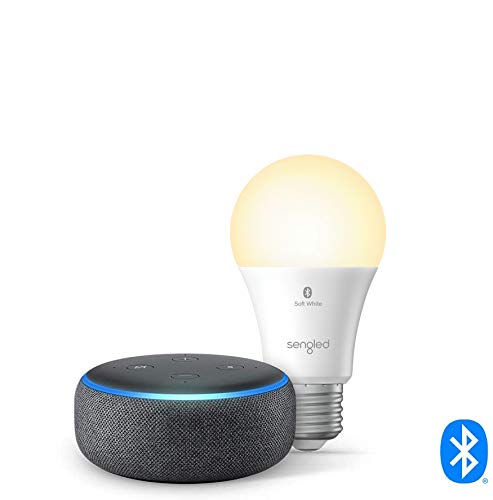  Echo Dot (3rd Gen) - بلندگوی هوشمند با الکسا - ذغال با لامپ بلوتوث Sengled 