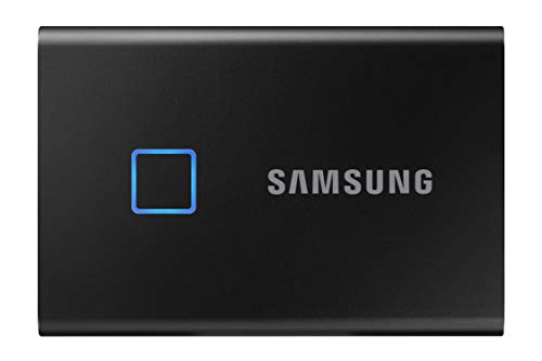  SAMSUNG T7 Touch SSD 2TB قابل حمل - حداکثر 1050 مگابایت بر ثانیه - USB 3.2 درایو حالت جامد خارجی ، سیاه (MU-PC2T0K / WW) 