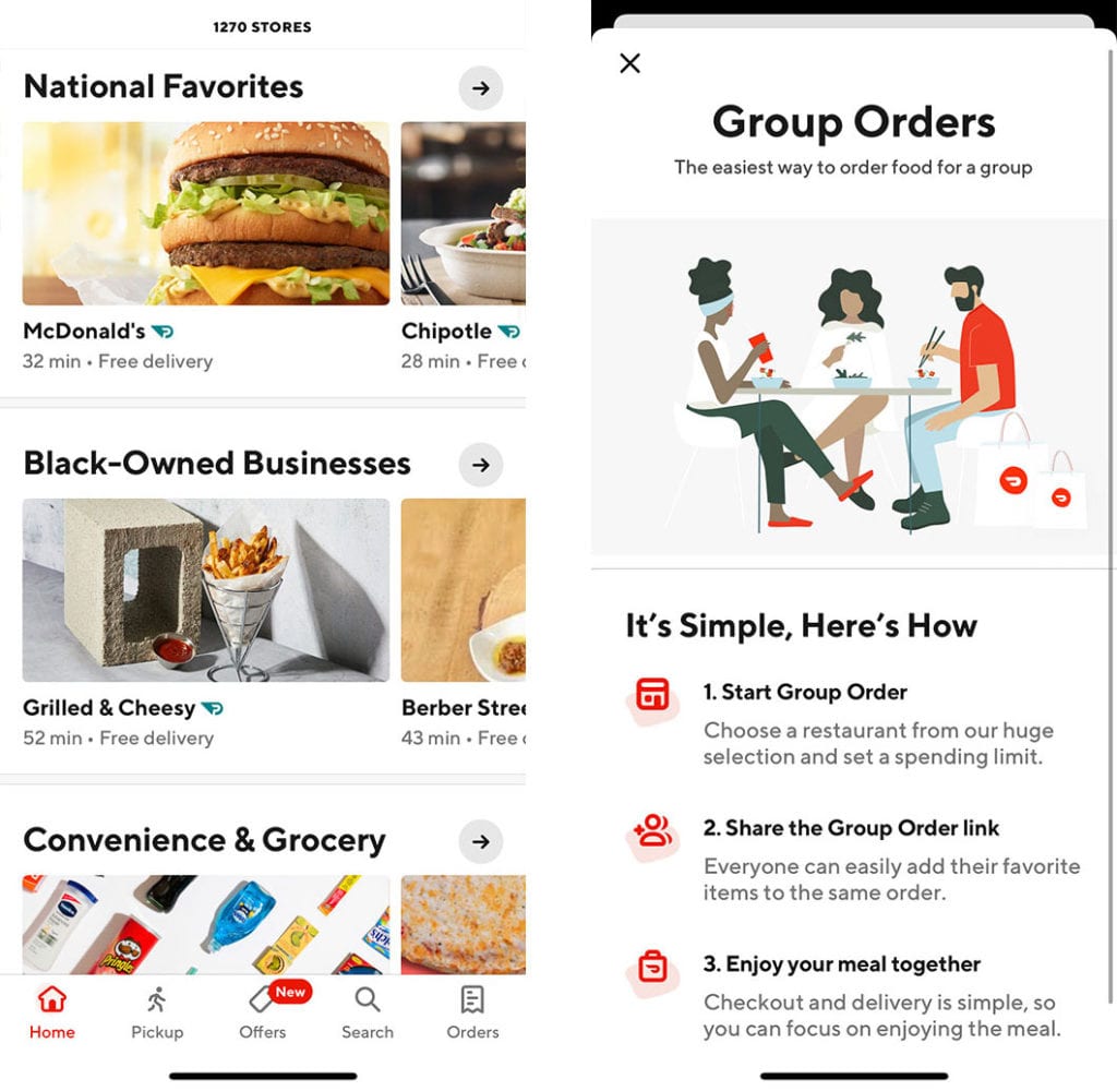 doordash بهترین خدمات تحویل غذا برای گروه ها