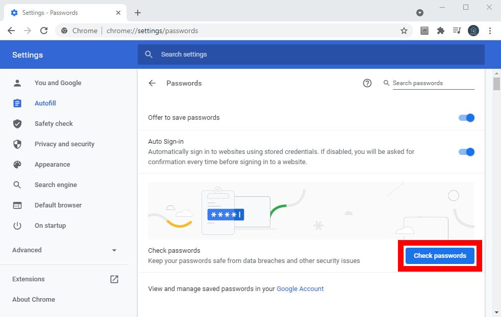  نحوه بررسی رمزهای عبور در chrome 