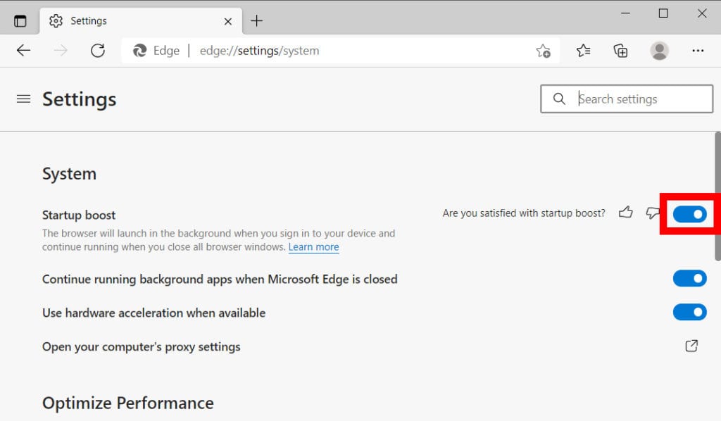  edge update startup boost 